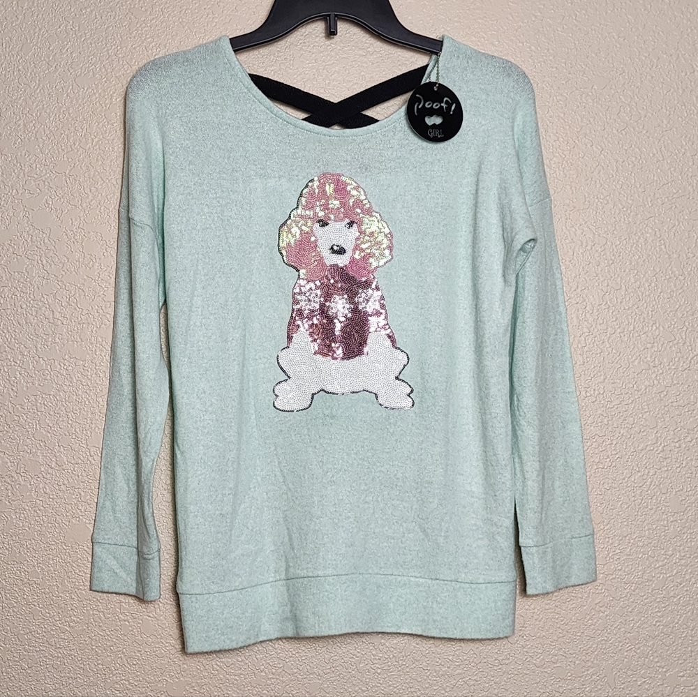 Poof! Girl Sequin Poodle Sweater Girls Large